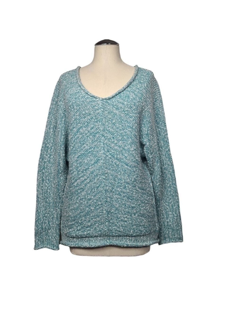 Free People Aqua V Neck Long Sleeve Knit Sweater S
